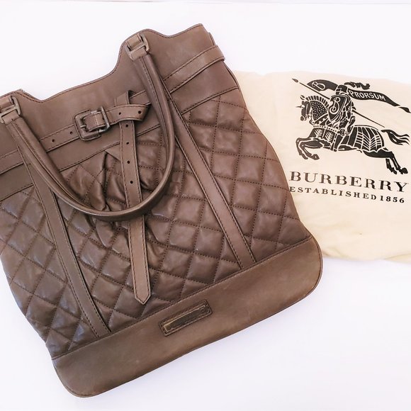 Burberry Quilted Brown Lambskin Tote Bag - Picture 1 of 16